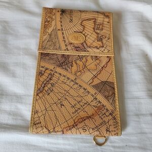 Allan Edward Vintage Map Print Leather Wallet/crossbody